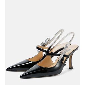 Mach & Mach Crystal Cube Embellished Patent Leather Pumps Slingback Heels 38 / 8